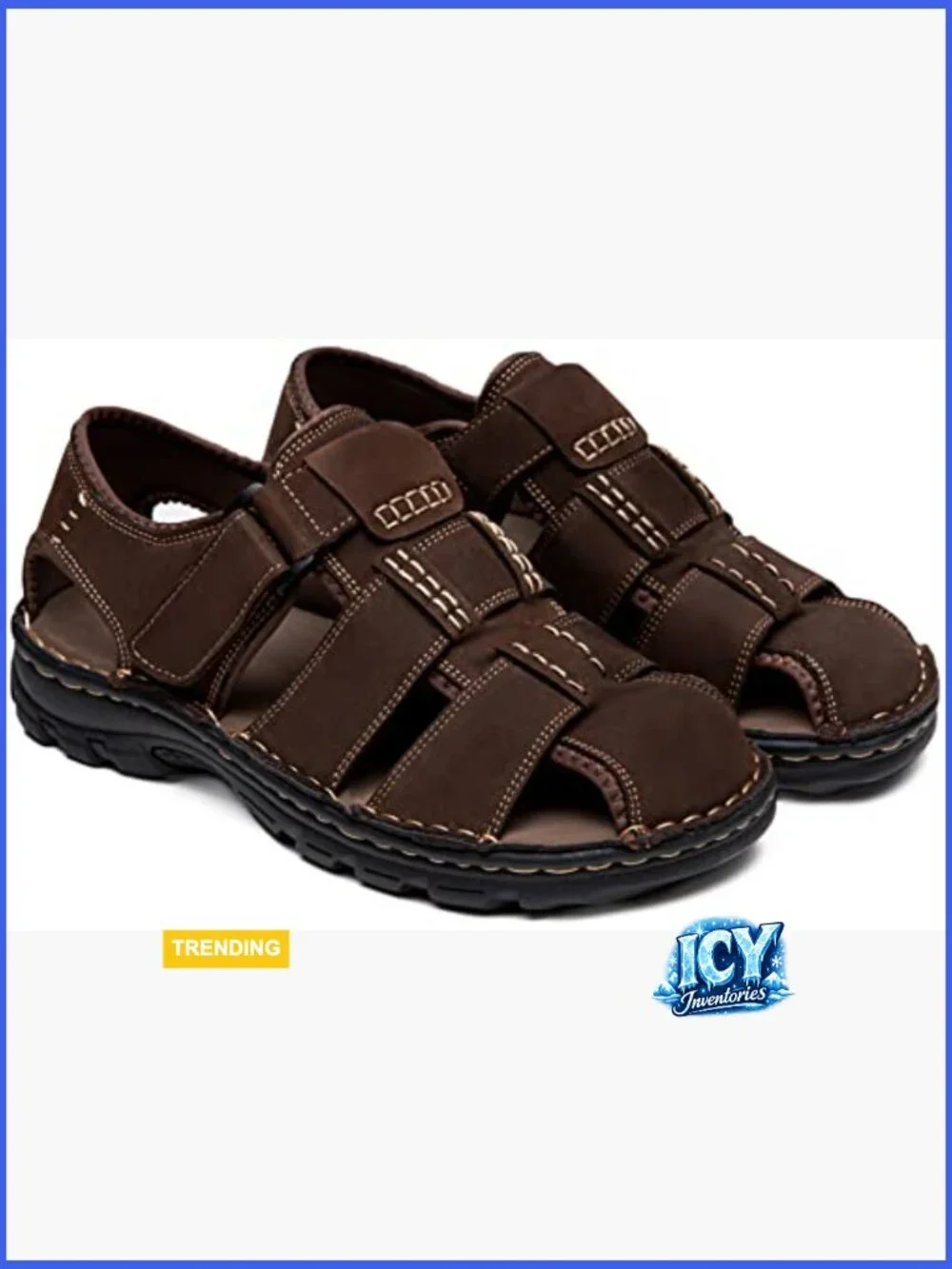 Genuine Leather Fisherman Sandals with Arch Support Hook & Loop Closure